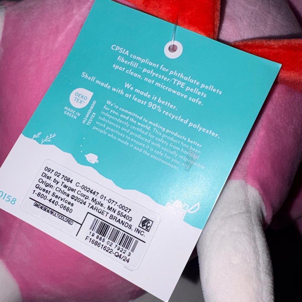 Pillowfort weighted Pink Plush Stuffed Animal Toy Dragon Dinosaur Valentine Gift - Picture 10 of 14